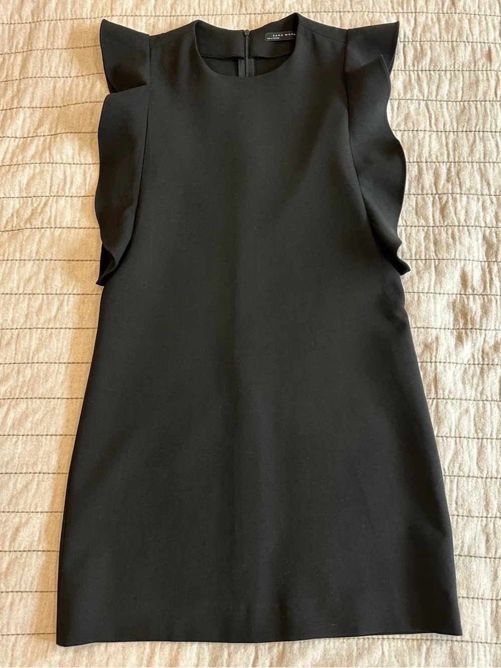Zara Black Ruffle-Trim Mini Dress